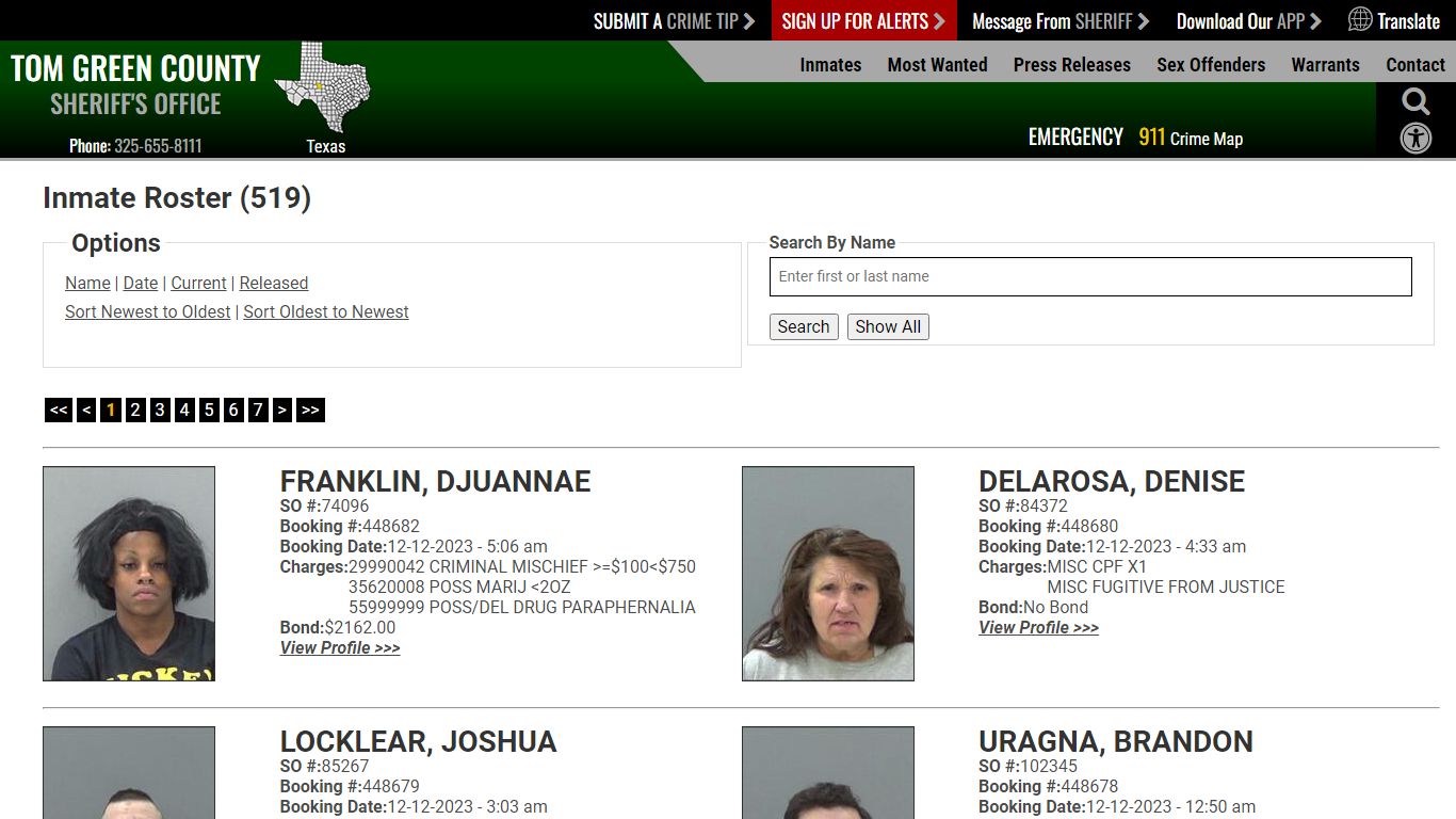 Inmate Roster - Current Inmates Booking Date Descending - Tom Green ...